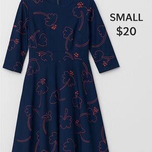 Navy Blue Floral Kids Dress